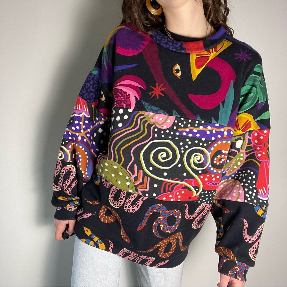 Farm Rio Mixed Print Oversized Sweater